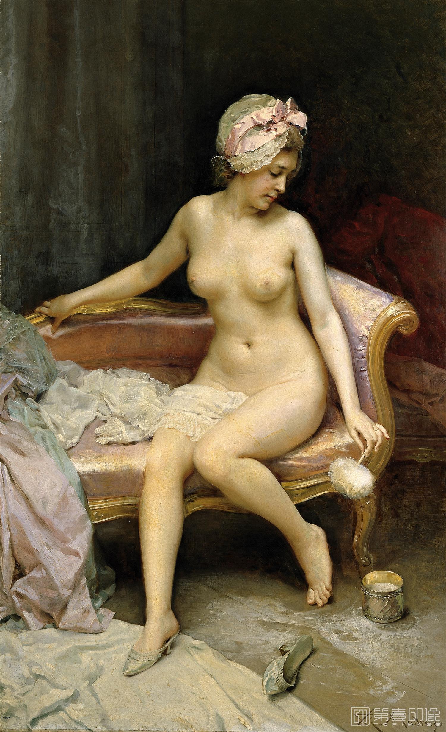 油画-西班牙普拉多美术馆油画藏画-Madrazo y Garreta, Raimundo de-Después del baño-1592